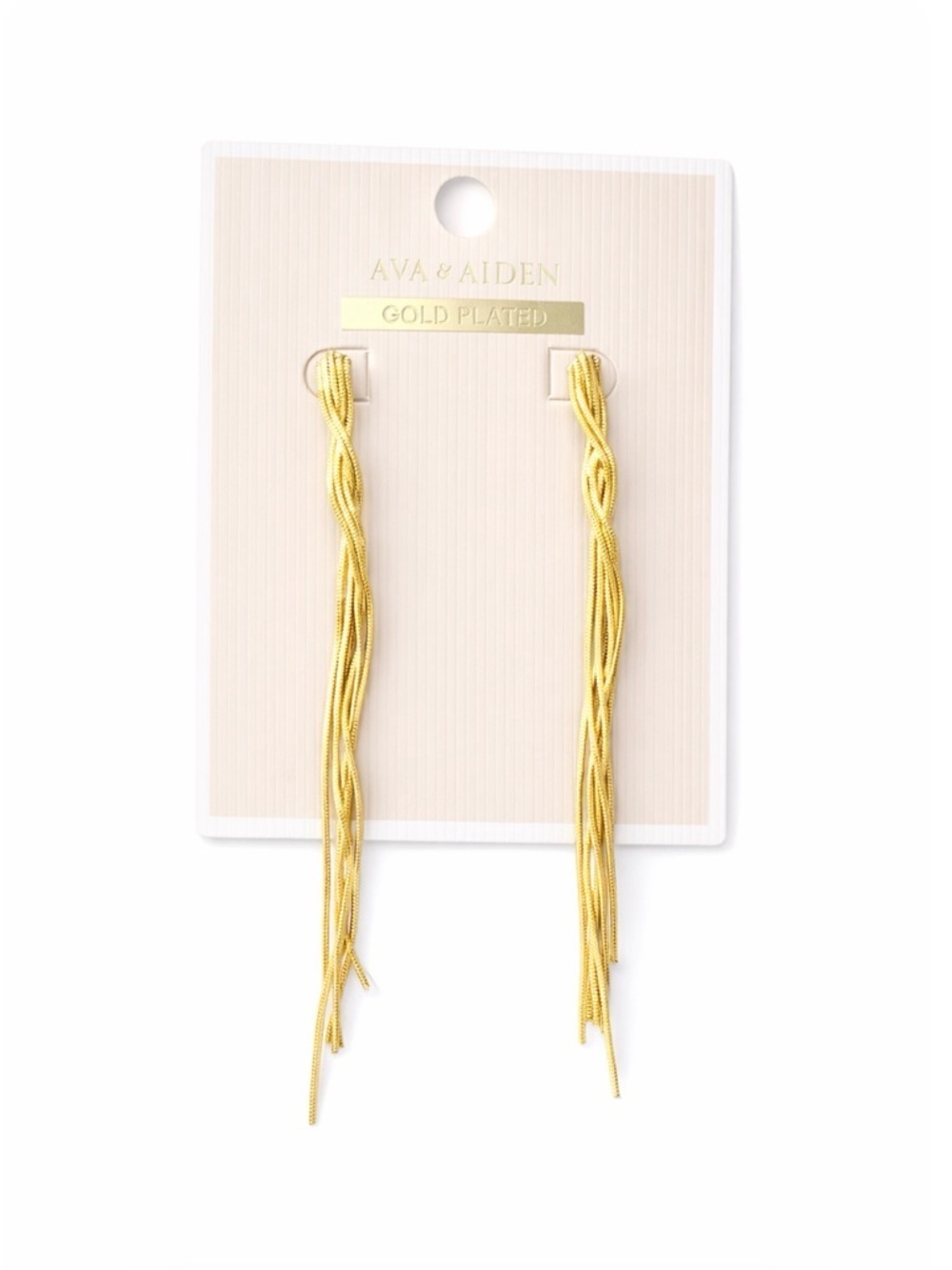 Ava & Aiden Gold Plated Twisted Chain Tassel Fringe Light Earrings